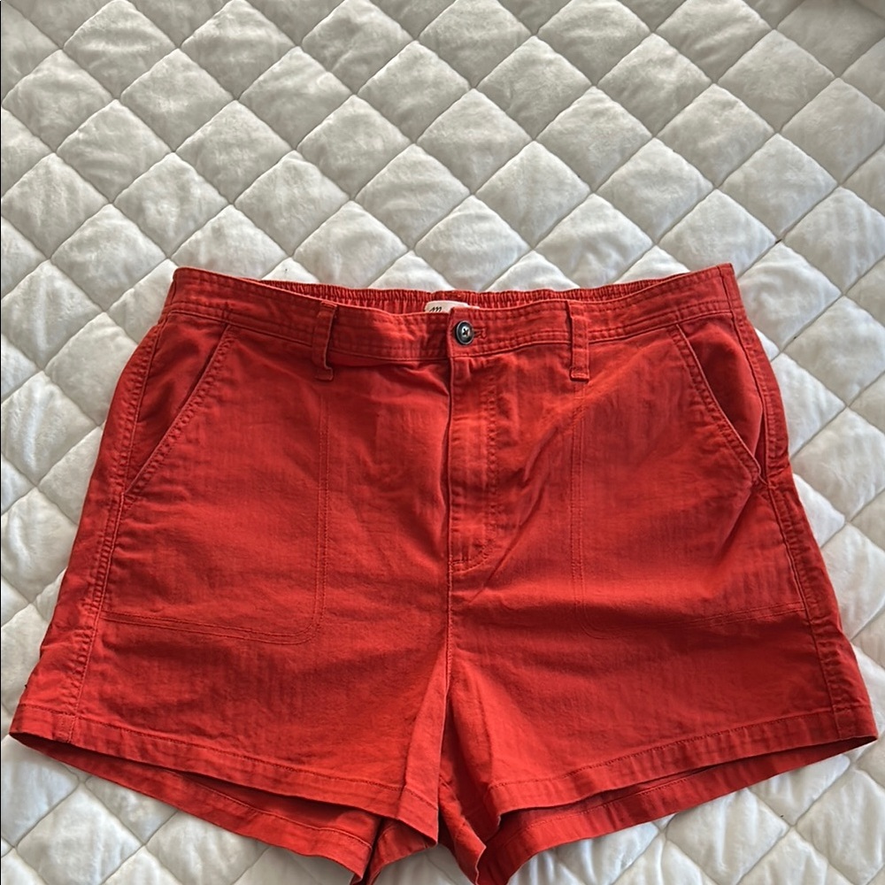 Madewell High Waist Camp Utility Shorts Cotton Red XL